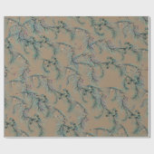 クラフトブルー素朴スプルースのツリーニードル&ベリー ラッピングペーパー (フラット)