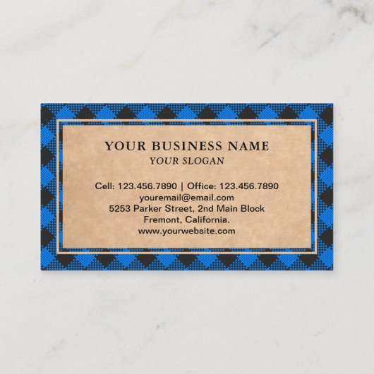 クラフトブルー素朴バッファロープレイドランバージャック 名刺 (裏面)