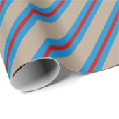 クラフトブルー素朴レッドワイドストライプ ラッピングペーパー (ロールコーナー)