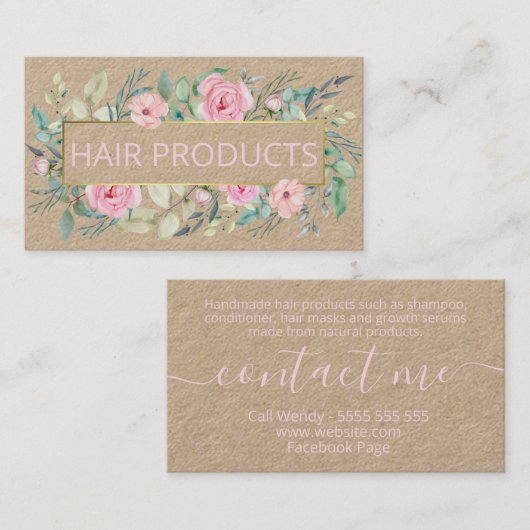 クラフトブーケ自然毛髪製品 名刺 (正面/裏面)