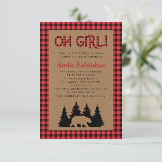 クラフトプライドああ女の子素朴赤ちゃんシャワー 招待状 (スタンド正面)