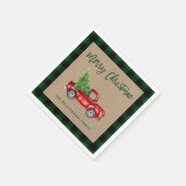 クラフトプレイドブラシスクリプトクリスマスヴィンテージトラック スタンダードカクテルナプキン (角)