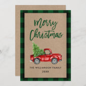 クラフトプレイドブラシスクリプトヴィンテージトラッククリスマス シーズンカード (正面/裏面)