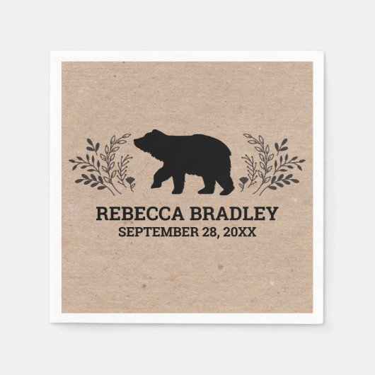 クラフトベアー素朴ランバージャックベビーシャワーナプキン スタンダードカクテルナプキン (正面)