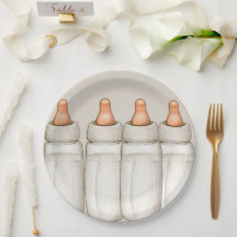 クラフトベビーシャワー招待状-ベビーボトル昼食会