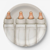 クラフトベビーシャワー招待状-ベビーボトル昼食会 ペーパープレート (正面)