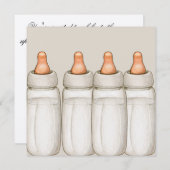 クラフトベビーシャワー招待状-ベビーボトル 招待状 (正面/裏面)