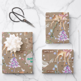 クラフトベビー初めてのクリスマストナカイ追加ベビー名 ラッピングペーパーシート