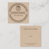 クラフトベーカリー自家製カップケーキとスイーツクラシック スクエア名刺 (正面/裏面)
