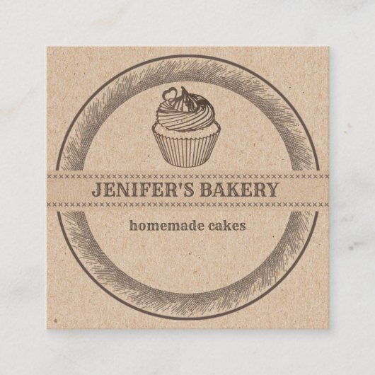クラフトベーカリー自家製カップケーキとスイーツクラシック スクエア名刺 (正面)