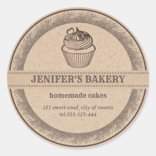 クラフトベーカリー自家製カップケーキとスイーツクラシック ラウンドシール (正面)