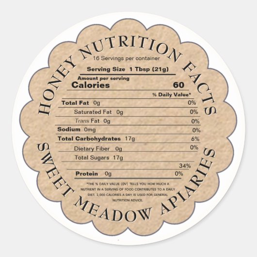 クラフトホタテ蜂蜜FDA栄養ファクトラベル ラウンドシール (正面)