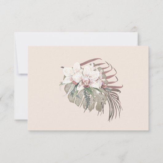 クラフトホワイトオーキッドフローラ熱帯葉RSVP 出欠カード (裏面)