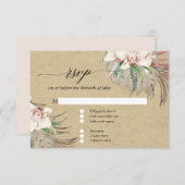 クラフトホワイトオーキッドフローラ熱帯葉RSVP 出欠カード (正面/裏面)