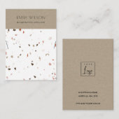 クラフトホワイトテラゾテクスチャネックレス表示ロゴ 名刺 (正面/裏面)