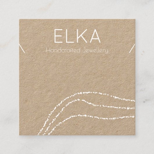 クラフトホワイトドットスクエアネックレスディスプレイカード スクエア名刺 (正面)