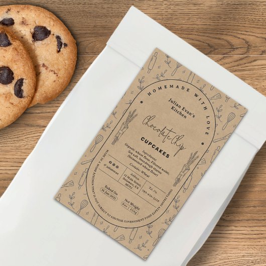 クラフトホーム素朴メメイドベーカリーコテージローレーベル 長方形シール