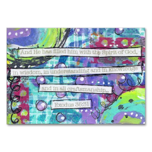 クラフトマンシップ – 出エジプト35:31 テーブルナンバー (正面)