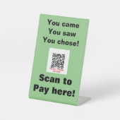 クラフトマーケおもしろいットスキャン2支払いQRコードグリーン 台座サイン (正面)