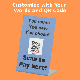 クラフトマーケおもしろいットQRコード決済ブルー 台座サイン