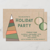 クラフトミニマルオーナメントおもしろいホリデーパーティー 招待状 (正面/裏面)