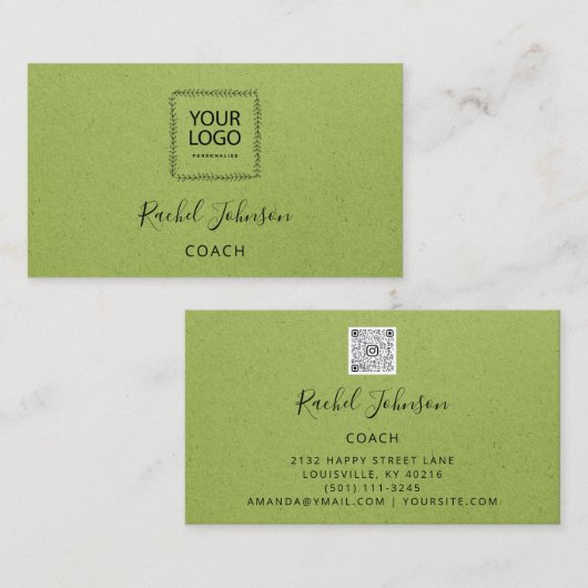 クラフトミニマルカウチエレガントセラピストロゴ赤 名刺 (正面/裏面)