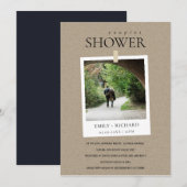 クラフトミニマルカスタムフォトカップルのシャワー招待状 サンキューカード (正面/裏面)