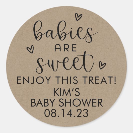 クラフトミニマルベビーは甘い赤ちゃんシャワー ラウンドシール (正面)