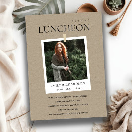 クラフトミニマル写真カスタムブライダル昼食会招待状 サンキューカード