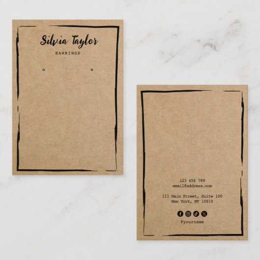 クラフトミニマル紙イヤリングフレームディスプレイ追加ロゴ 名刺 (正面/裏面)