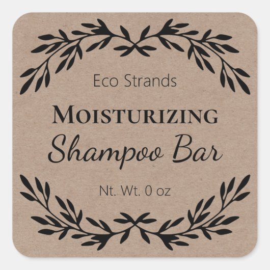 クラフトミニマルDIYシャンプー無地のバーラベル スクエアシール (正面)