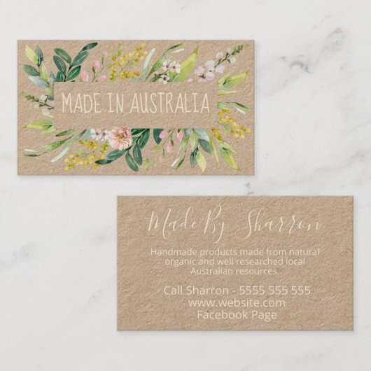 クラフトメイドインオーストラリア先住民春開花 名刺 (正面/裏面)