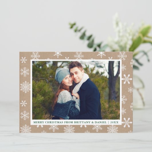 クラフトメリークリスマスカップルの写真 シーズンカード (スタンド正面)