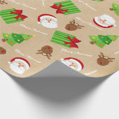 クラフトメリークリスマスツリーサンタギフトルドルフ ラッピングペーパー (角)