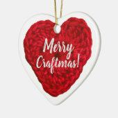 クラフトメリーマスクロシェ赤いハート工芸品 セラミックオーナメント (左)