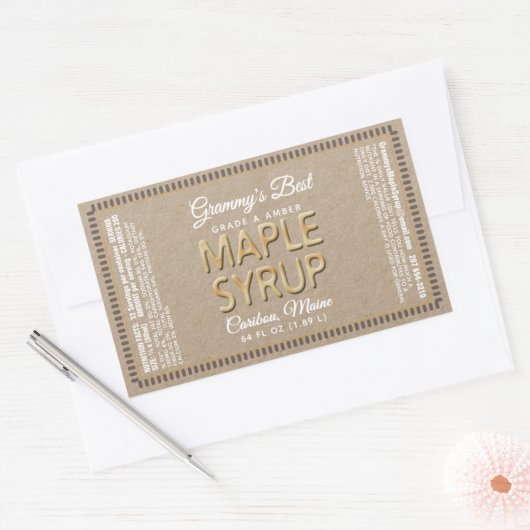 クラフトメープルシロップの長方形と栄養ファクト 長方形シール (封筒)