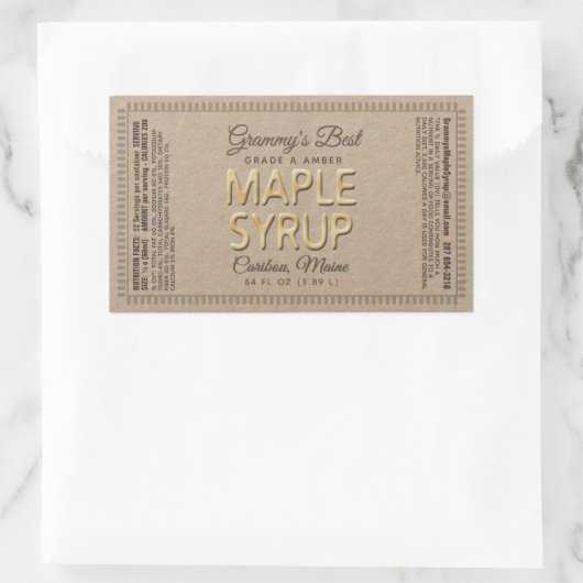 クラフトメープルシロップの長方形と栄養ファクト 長方形シール (バッグ)