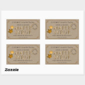 クラフトメープルシロップ葉ラベル（日付） 長方形シール (シート)