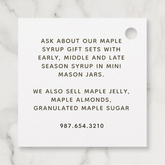 クラフトメープルシロップ金属金ゴールドファンシーラベル縁ど フェイバータグ (裏面)