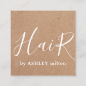 クラフトモダンエレガント手書き美容師 スクエア名刺 (正面)