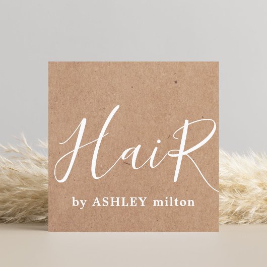 クラフトモダンエレガント手書き美容師 スクエア名刺