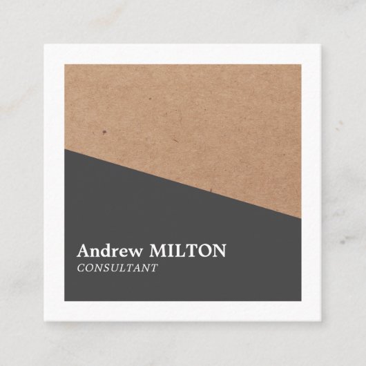 クラフトモダングエレガントレーグホワイトジオメトリック スクエア名刺 (正面)