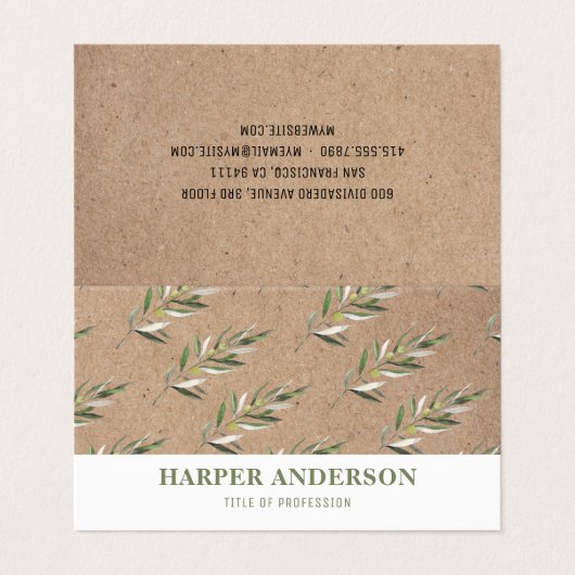 クラフトモダングミニマルリーンオリーブツリープロフェッショナル 名刺 (外部フラット)