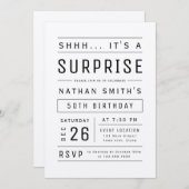 クラフトモダンシンプルタイポグラフィサプライズ誕生日 招待状 (正面/裏面)