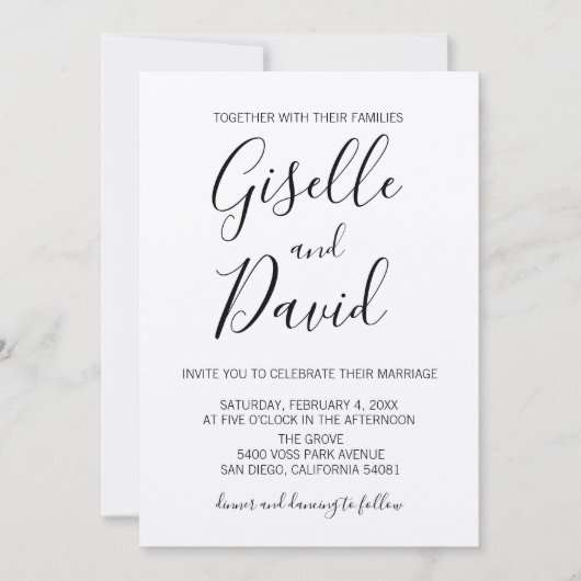 クラフトモダンスクリプト結婚式招待状 招待状 (正面)