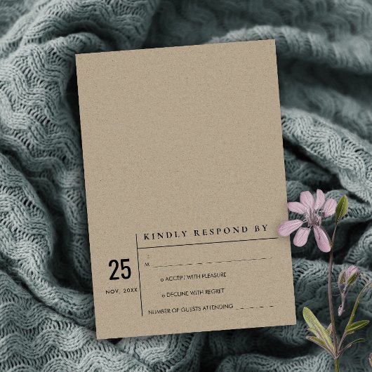 クラフトモダンタイポグラフィウェディングRSVP 招待状