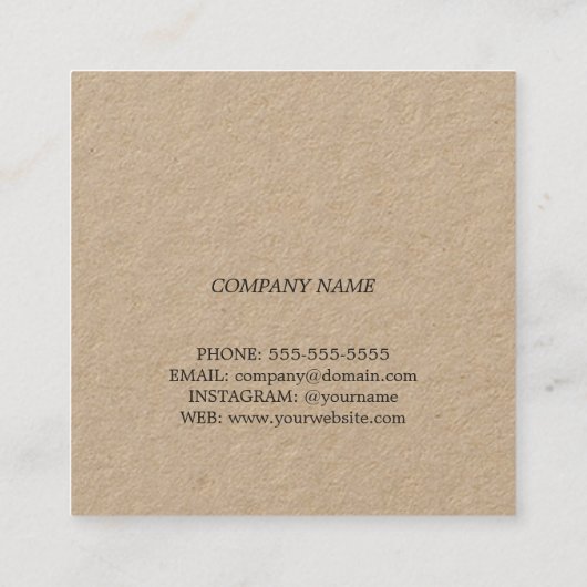 クラフトモダンダークエレガントフローラルパターンフローリスト スクエア名刺 (裏面)