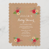 クラフトモダンフローラベビーシャワー招待状 招待状 (正面/裏面)