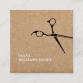 クラフトモダンブラックハサミ美容師 スクエア名刺 (正面)