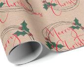 クラフトモダンホリーリースメリークリスマス ラッピングペーパー (ロールコーナー)